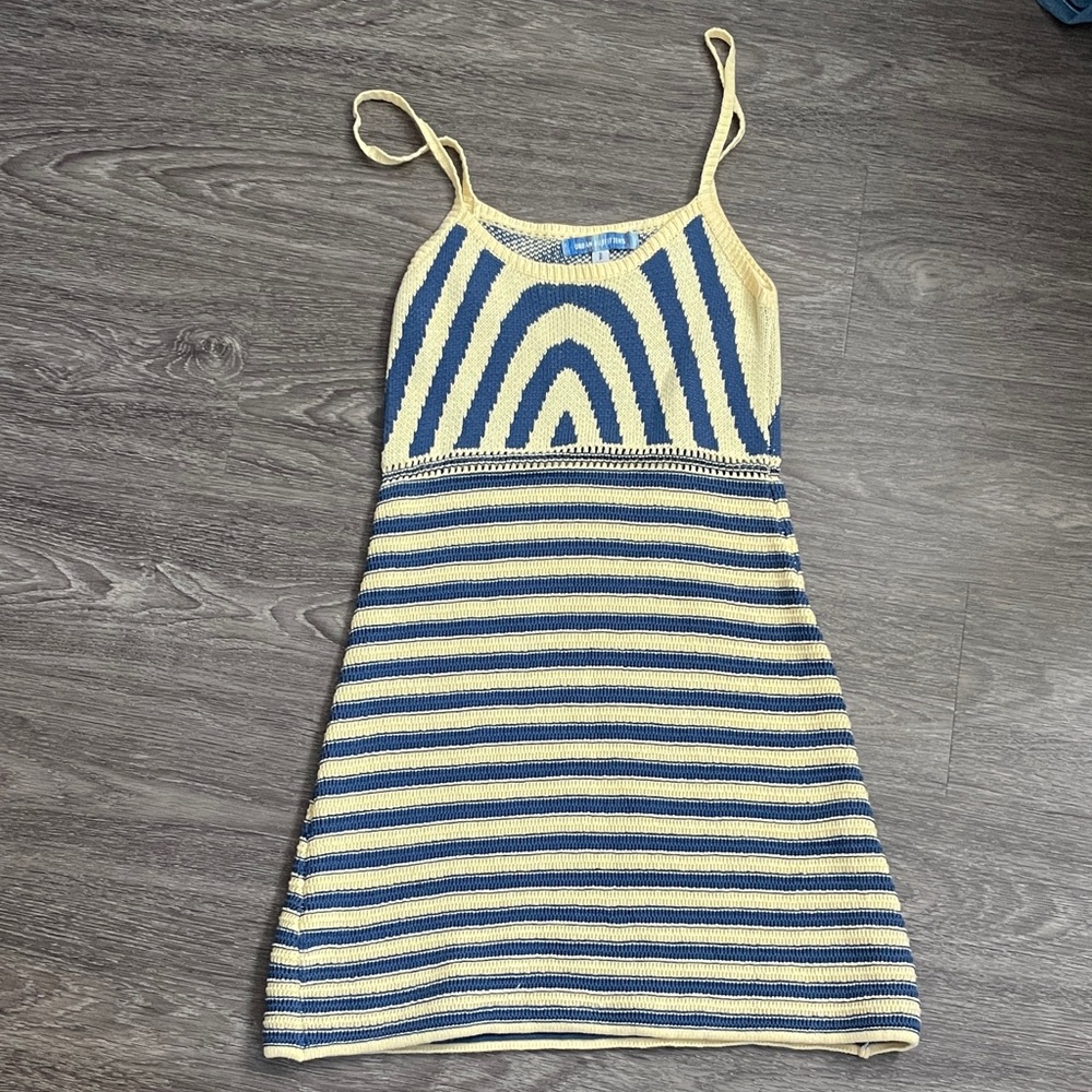 Urban Outfitters Blue and Yellow Striped Knitted Mini Dress